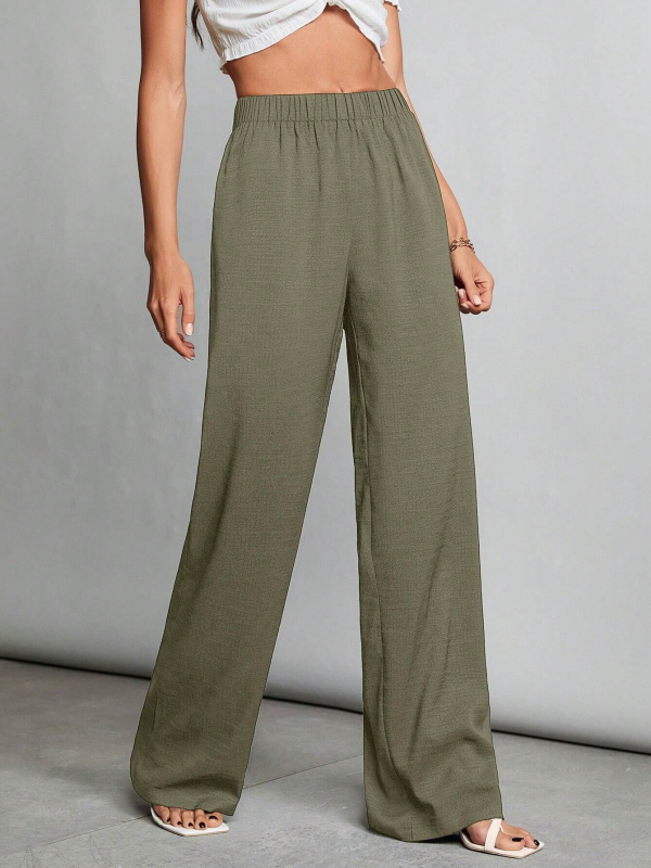 Amazon határokon átnyúló európai és amerikai női gumis derékú, laza, egyenes szárú, hétköznapi nadrág