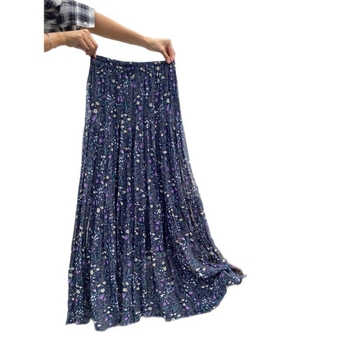 Γυναικεία φούστα από σιφόν με πλισέ φλοράλ σχέδιο, μακριά φούστα σε δυτικό στιλ, καλοκαιρινό σχέδιο 2025, ψηλόμεση φούστα σε γραμμή Α για μεγάλα μεγέθη