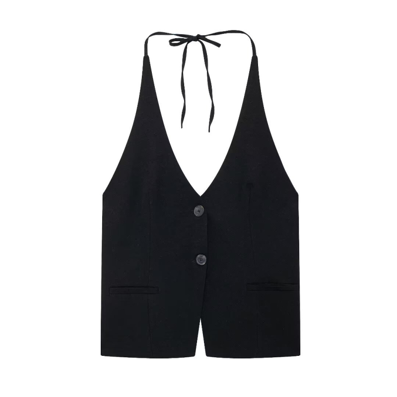 Határokon átnyúló AliExpress Amazon Külkereskedelmi Nagykereskedelmi Európai és Amerikai Női Nyári Szexi Hát nélküli Fűzős Galléros Felső