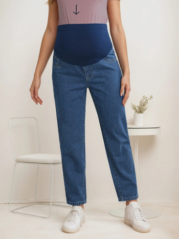 9353 Europietiškos ir amerikietiškos nėščiųjų džinsinės kelnės, pavasario mados, universalios pilvo atramos kelnės, laisvos ilgos kelnės, viršutiniai drabužiai, liekninančios haremo kelnės