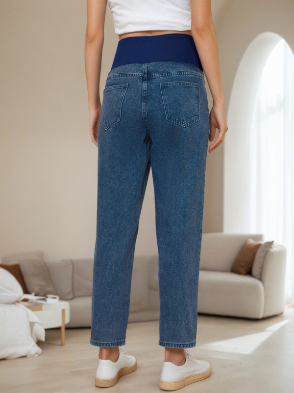 9353 Europietiškos ir amerikietiškos nėščiųjų džinsinės kelnės, pavasario mados, universalios pilvo atramos kelnės, laisvos ilgos kelnės, viršutiniai drabužiai, liekninančios haremo kelnės