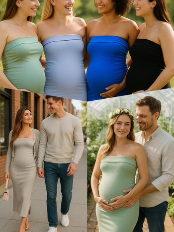 Raseduskostüümi kaheosaline komplekt 2025 Euroopa ja Ameerika pikkade varrukatega kardiganiga, ülaosaga kootud, rinnaümbrisega õhuke raseduskleit