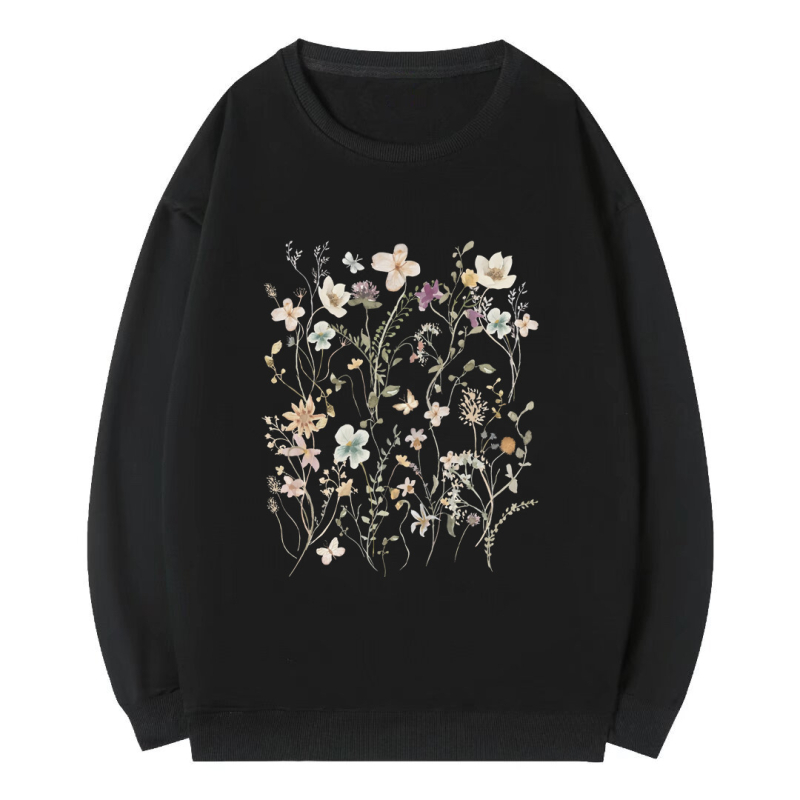 2024 Amazon európai és amerikai külkereskedelmi népszerű pulóver, női, friss virágmintás, laza, plus size, férfiaknak és nőknek