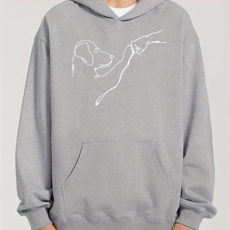 Kutya és Ember Mintás Kapucnis Pulóver_ Menő Kapucnis Pulóverek Férfiaknak