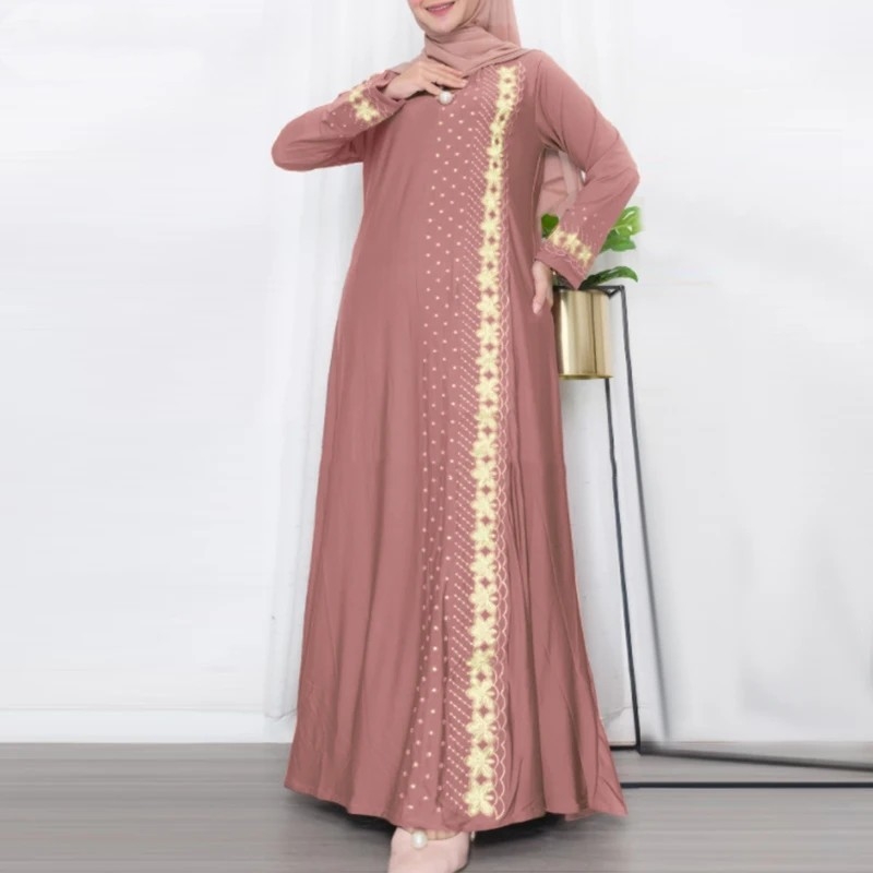 Női Vintage Virágmintás Hosszú Ruha Őszi Hosszú Ujjú Hosszú Ujjú Hosszú Ing Muszlim Szoknya Hosszú Ise