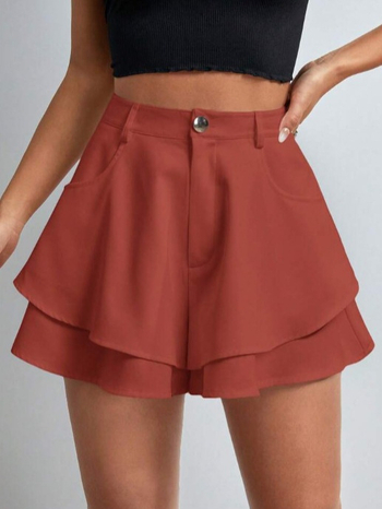 2025-ös, határokon átnyúló európai és amerikai külkereskedelmi nyári új stílusú női magas derekú, kétrétegű, laza, divatos, lezser, mikroszálas, egyszínű rövidnadrág