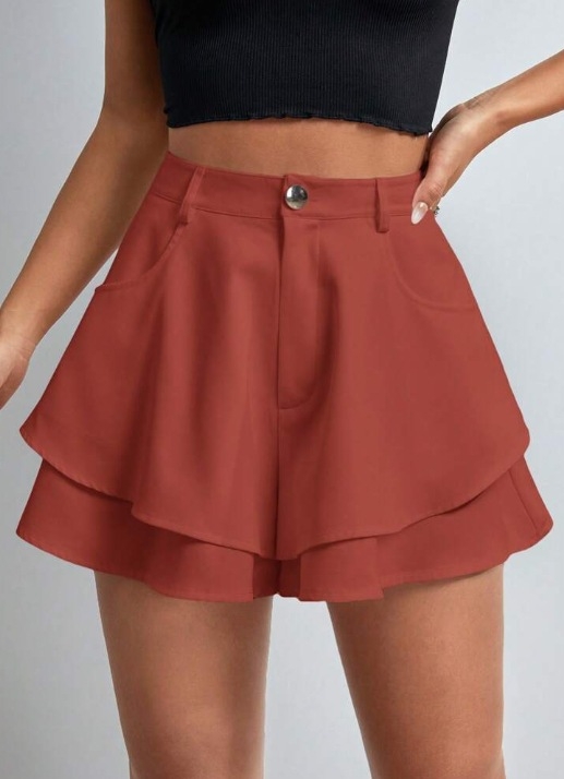 2025-ös, határokon átnyúló európai és amerikai külkereskedelmi nyári új stílusú női magas derekú, kétrétegű, laza, divatos, lezser, mikroszálas, egyszínű rövidnadrág