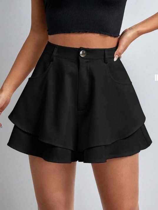 2025-ös, határokon átnyúló európai és amerikai külkereskedelmi nyári új stílusú női magas derekú, kétrétegű, laza, divatos, lezser, mikroszálas, egyszínű rövidnadrág