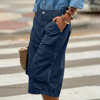Европейски и американски 2025 трансграничен Amazon Aliexpress Нови едноцветни удобни ежедневни триизмерни къси карго панталони с множество джобове