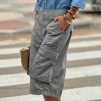 Европейски и американски 2025 трансграничен Amazon Aliexpress Нови едноцветни удобни ежедневни триизмерни къси карго панталони с множество джобове