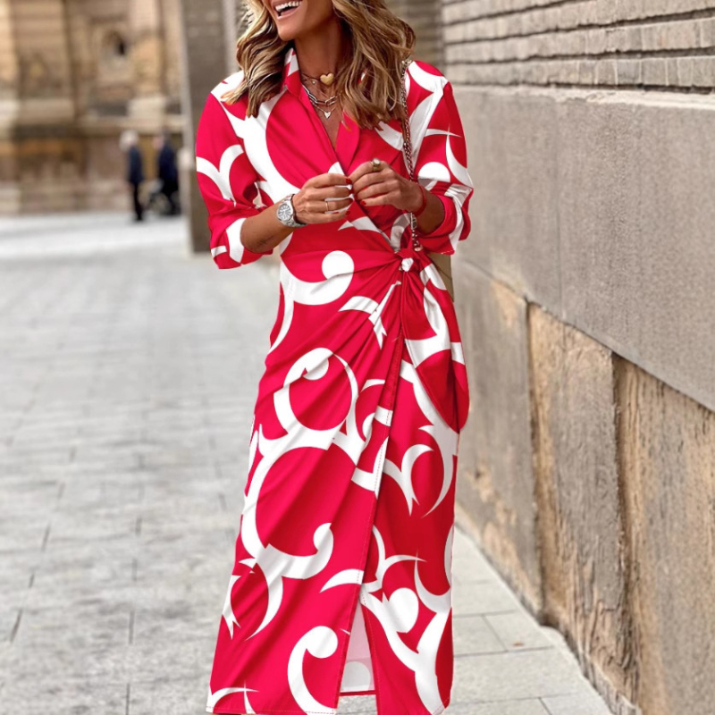 Európai és amerikai határokon átnyúló női ruházat Amazon Supply nyári népszerű nyomtatott kardigán pántos ing háromnegyedes ujjú ruha