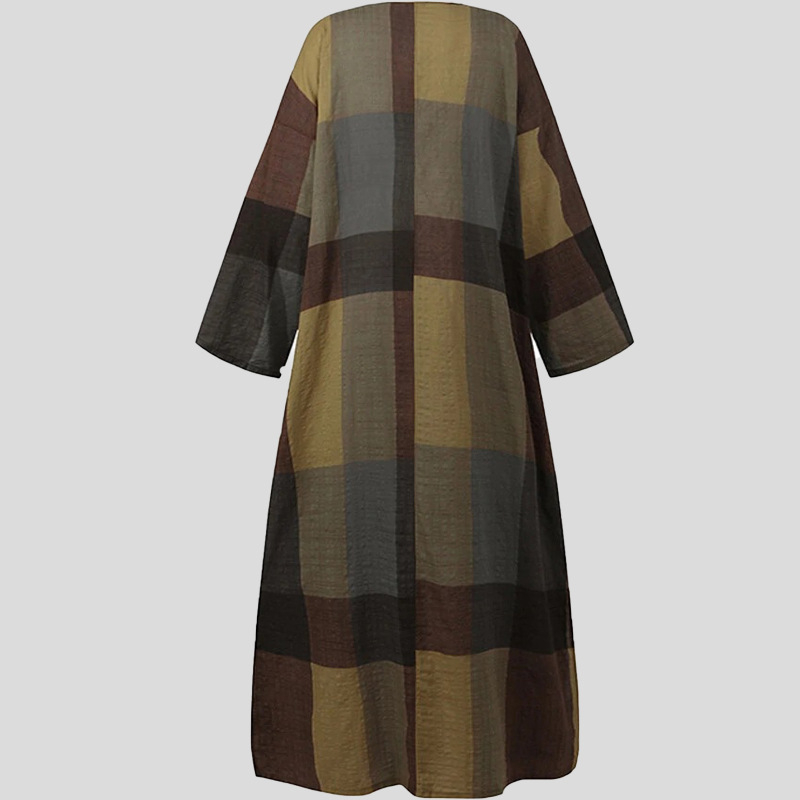 2025 tavaszi és őszi divatos pamut és lenvászon köntös retró etnikai stílusú ruhák nyomtatott, laza, hosszú ujjú, nagy lenge ruha