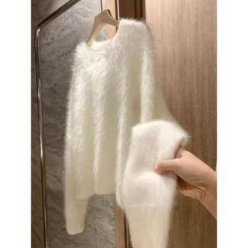 Y9Z Francia stílusú, lusta stílusú, nercbőr bársony pulóverkabát, női őszi-téli 2023-as új, vastagított kötött ing