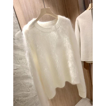 Y9Z Francia stílusú, lusta stílusú, nercbőr bársony pulóverkabát, női őszi-téli 2023-as új, vastagított kötött ing