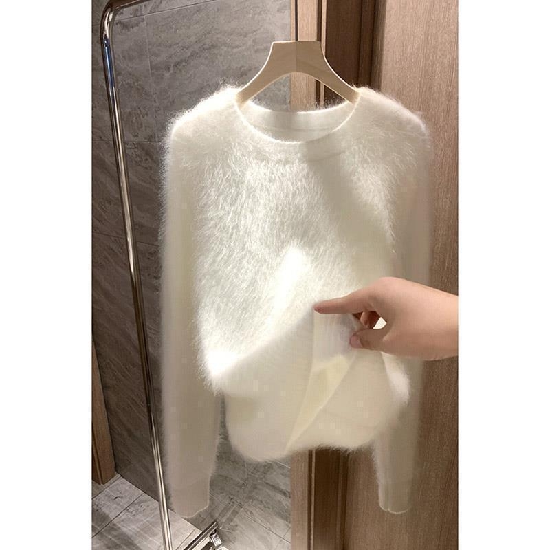 Y9Z Francia stílusú, lusta stílusú, nercbőr bársony pulóverkabát, női őszi-téli 2023-as új, vastagított kötött ing