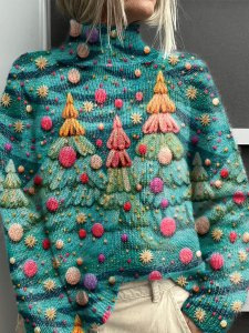 Független állomás új, magas gallérú pulóver, utánzat pulóver, 300g-os őszi-téli karácsonyi hosszú ujjú, hajtókás totem pulóver, mellények