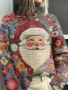 Független állomás új, magas gallérú pulóver, utánzat pulóver, 300g-os őszi-téli karácsonyi hosszú ujjú, hajtókás totem pulóver, mellények