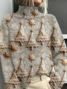 Független állomás új, magas gallérú pulóver, utánzat pulóver, 300g-os őszi-téli karácsonyi hosszú ujjú, hajtókás totem pulóver, mellények