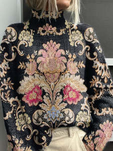 Független állomás új, magas gallérú pulóver, utánzat pulóver, 300g-os őszi-téli karácsonyi hosszú ujjú, hajtókás totem pulóver, mellények