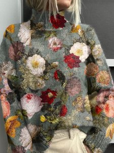 Független állomás új, magas gallérú pulóver, utánzat pulóver, 300g-os őszi-téli karácsonyi hosszú ujjú, hajtókás totem pulóver, mellények