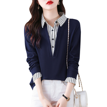 Võlts kaheosaline särk naiste pikkade varrukatega 2025 uus moodne keskealise ema sügisene rinnanõelaga alumine särk