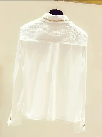 25 Toamna și iarna Noutăți Internet Celebrity Același stil Cămașă Lanț Auriu Mătase Împletită Tweed Jachetă Splicing Top pentru femei