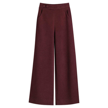 A6C Вълнени широки панталони за жени, есенни и зимни панталони с висока талия, широки, ежедневни, 2024, нови, Ancora червени, големи размери