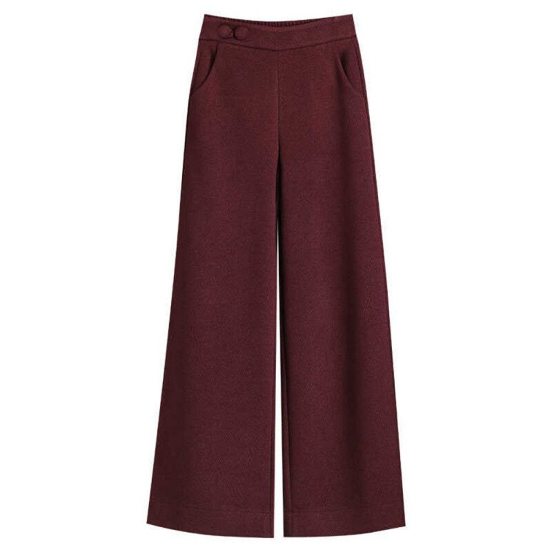A6C gyapjú széles szárú nadrág női őszi-téli magas derekú nadrág Dose laza hétköznapi nadrág 2024 új Ancora piros nagy