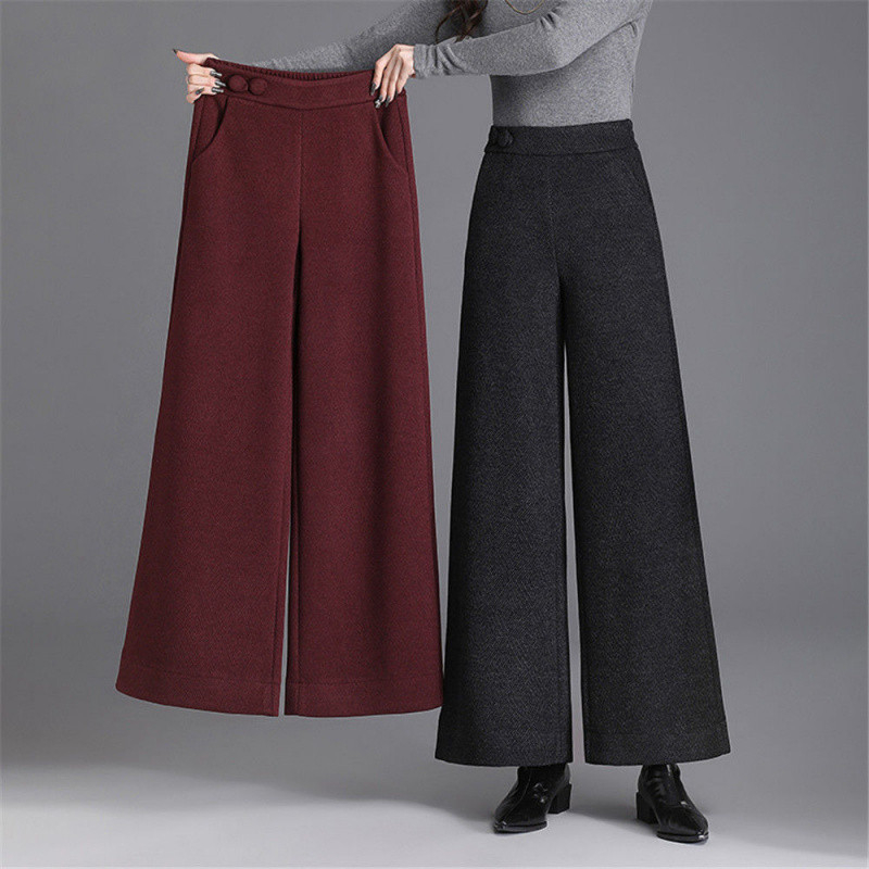 A6C gyapjú széles szárú nadrág női őszi-téli magas derekú nadrág Dose laza hétköznapi nadrág 2024 új Ancora piros nagy