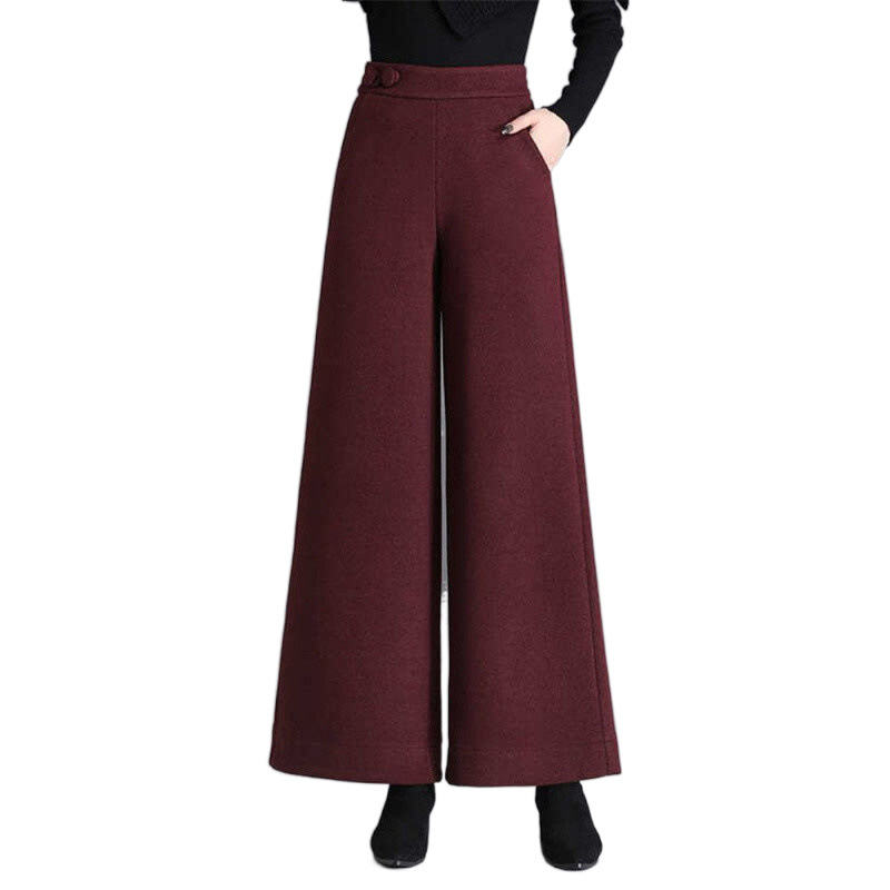 A6C gyapjú széles szárú nadrág női őszi-téli magas derekú nadrág Dose laza hétköznapi nadrág 2024 új Ancora piros nagy