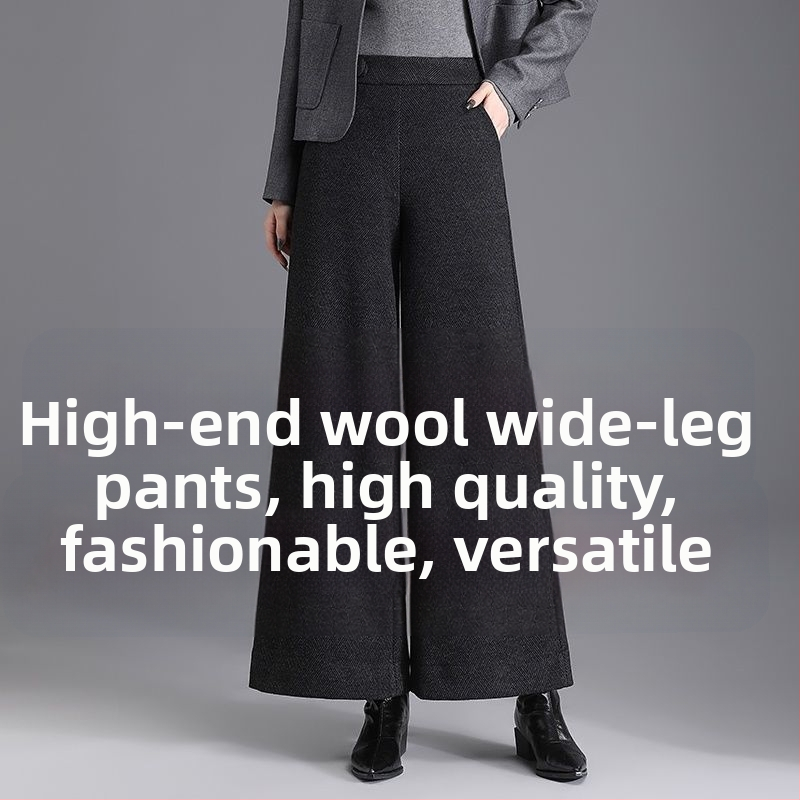 A6C gyapjú széles szárú nadrág női őszi-téli magas derekú nadrág Dose laza hétköznapi nadrág 2024 új Ancora piros nagy