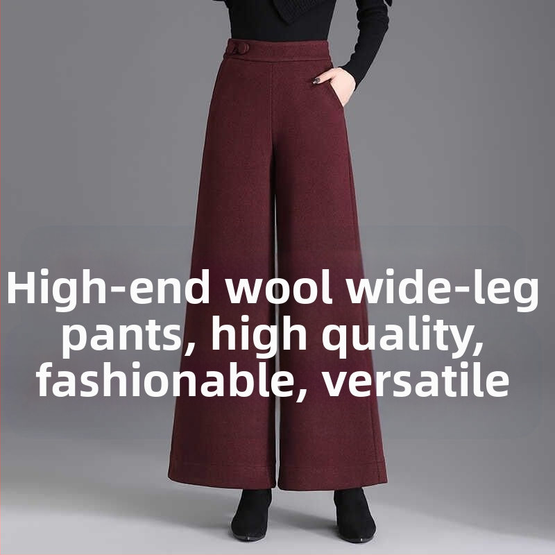 A6C gyapjú széles szárú nadrág női őszi-téli magas derekú nadrág Dose laza hétköznapi nadrág 2024 új Ancora piros nagy