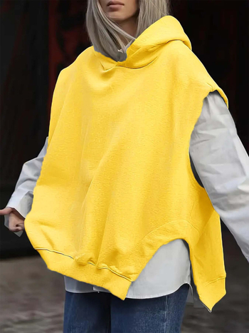 2024-es, határokon átnyúló, európai és amerikai Amazon Független Állomású Női Egyszínű, Y2K Stílusú, Laza Ujjatlan Kapucnis Pulóver