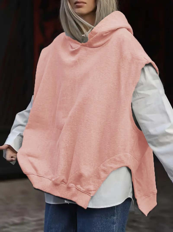 2024-es, határokon átnyúló, európai és amerikai Amazon Független Állomású Női Egyszínű, Y2K Stílusú, Laza Ujjatlan Kapucnis Pulóver