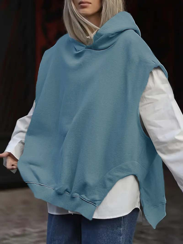 2024-es, határokon átnyúló, európai és amerikai Amazon Független Állomású Női Egyszínű, Y2K Stílusú, Laza Ujjatlan Kapucnis Pulóver