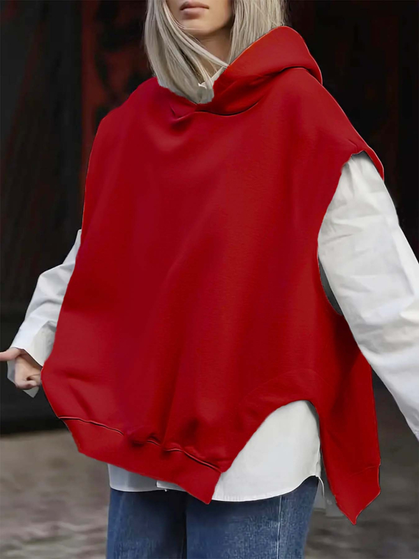 2024-es, határokon átnyúló, európai és amerikai Amazon Független Állomású Női Egyszínű, Y2K Stílusú, Laza Ujjatlan Kapucnis Pulóver