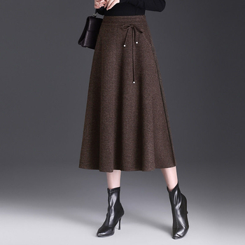Φούστα Εθνικού Στυλ Γυναικεία Φούστα Μεσαίου Μήκους Φθινόπωρο και Χειμώνας 2024 Νέα Μάλλινη Φούστα Νέα Μισή Φούστα Κινέζικου Στυλ