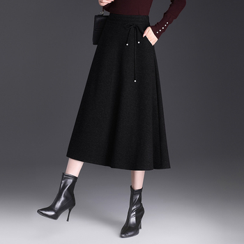Φούστα Εθνικού Στυλ Γυναικεία Φούστα Μεσαίου Μήκους Φθινόπωρο και Χειμώνας 2024 Νέα Μάλλινη Φούστα Νέα Μισή Φούστα Κινέζικου Στυλ