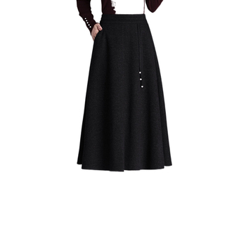 Φούστα Εθνικού Στυλ Γυναικεία Φούστα Μεσαίου Μήκους Φθινόπωρο και Χειμώνας 2024 Νέα Μάλλινη Φούστα Νέα Μισή Φούστα Κινέζικου Στυλ