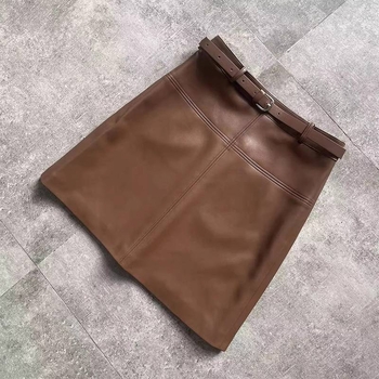 Μοντέρνα ψηλόμεση δερμάτινη φούστα με λεπτή μέση, φούστα μέχρι τους γοφούς, φούστα Joker για γυναίκες, άνοιξη 2025, αρχές άνοιξης