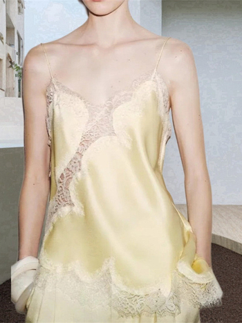 Καλοκαιρινό, Νέο Γυναικείο Μπλούζα με Δαντέλα, Ασύμμετρο Στρίψιμο, Στυλ Καμιζόλας, Λεπτές Τιράντες 5919105 5919205