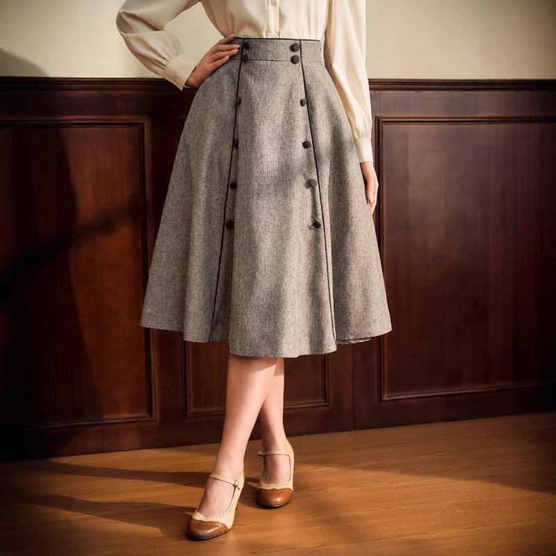 2024 téli új, magas derekú, karcsúsító női temperamentumos szoknya Európában és Amerikában, Amazon divatos A-vonalú szoknya