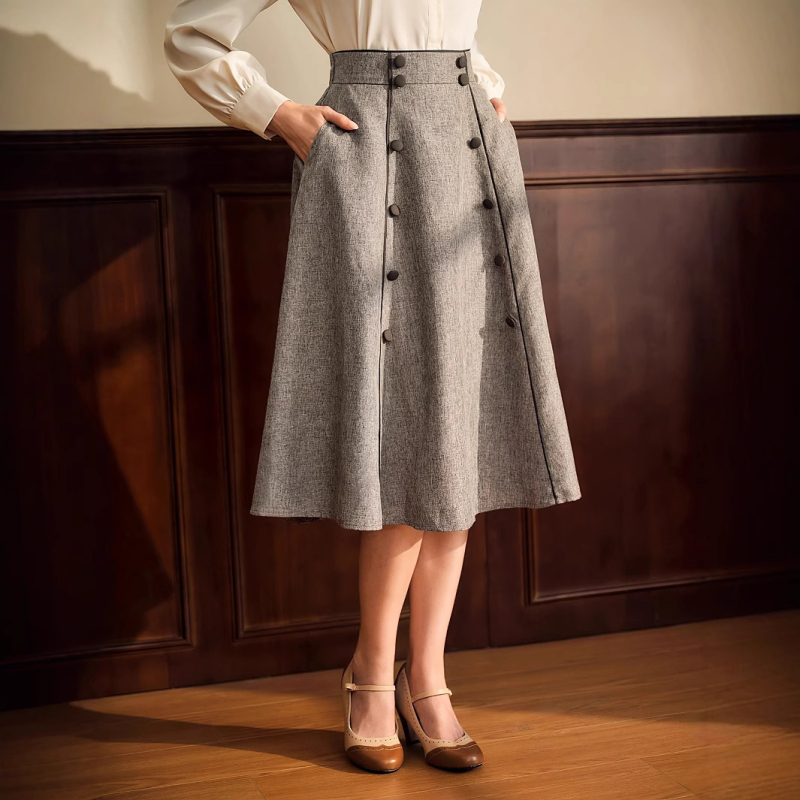 2024 téli új, magas derekú, karcsúsító női temperamentumos szoknya Európában és Amerikában, Amazon divatos A-vonalú szoknya