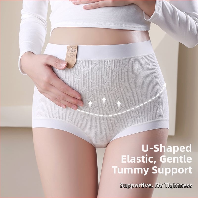 Rasedate naiste aluspüksid Naiste kõrge vöökohaga kõhulihaseid tõstvad puusapüksid Puhas puuvill Värvimata toorpuuvillast spetsiaalsed rasedate aluspüksid Nahasõbralikud Hingavad