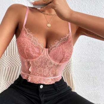 Σέξι πολύχρωμη δαντελένια τιράντες με ατσάλινο κρίκο, ολόσωμη φόρμα ώμου με κορδόνι και βάση στήριξης