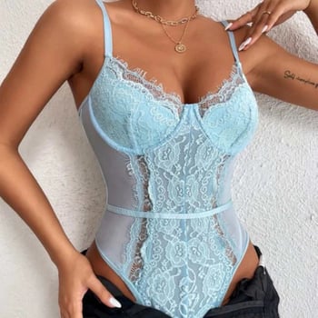 Σέξι πολύχρωμη δαντελένια τιράντες με ατσάλινο κρίκο, ολόσωμη φόρμα ώμου με κορδόνι και βάση στήριξης