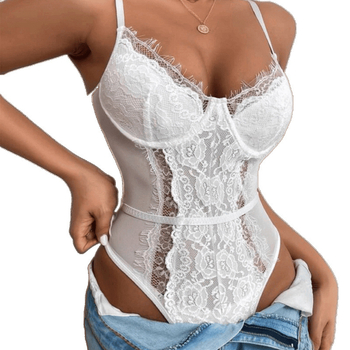 Σέξι πολύχρωμη δαντελένια τιράντες με ατσάλινο κρίκο, ολόσωμη φόρμα ώμου με κορδόνι και βάση στήριξης