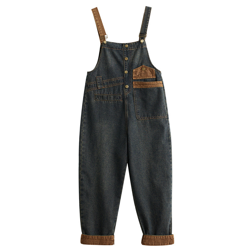 Real Shot limitált árú őszi új plus size all-match laza farmer nadrágtartó nadrág női nadrág