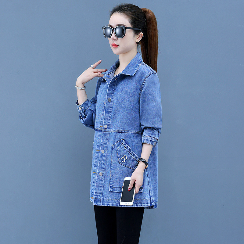 Farmerkabát női 2025 új farmer anya Farmer széldzseki női hosszú tavaszi és őszi kabát