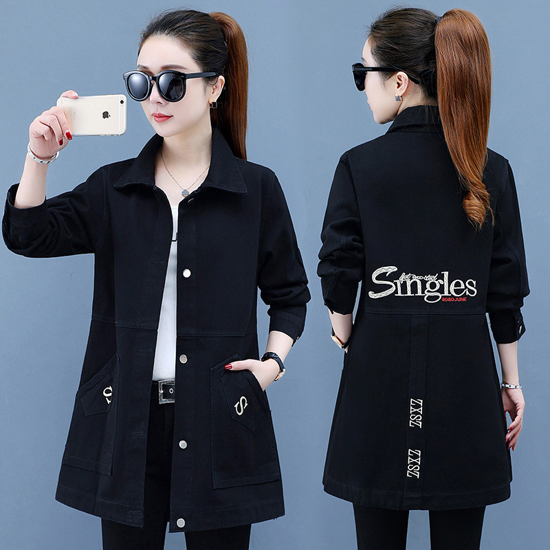 Farmerkabát női 2025 új farmer anya Farmer széldzseki női hosszú tavaszi és őszi kabát